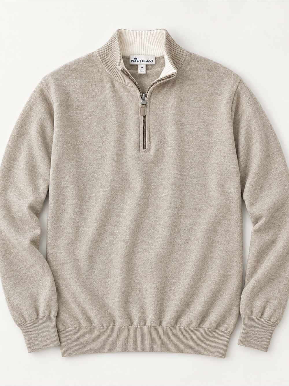 Peter Millar Sandstone Zip-Neck Sweater